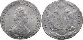 Russia 20 kopecks 1784 СПБ
4.53g. AU/AU Mint luster. Rare state of preservation. Bitkin 397.
