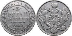 Russia 3 roubles 1842 СПБ
10.18g. VF/VF+ The coin has been mounted. Bitkin 88 R. Rare! Sold as is, no return.