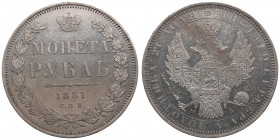 Russia Rouble 1851 СПБ-ПА
20.59g. XF/AU Prooflike. An attractive specimen. Bitkin 228.