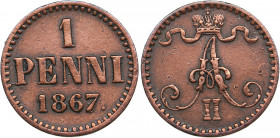 Russia, Finland 1 penni 1867
1.20g. VF/VF Bitkin 667.