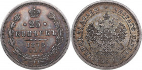 Russia 25 kopecks 1878 СПБ-НФ
5.18g. AU/AU Mint luster. Bitkin 156.