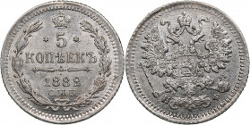 Russia 5 kopecks 1882 СПБ-НФ
0.89g. AU/AU Mint luster. Bitkin 141.