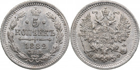 Russia 5 kopecks 1882 СПБ-НФ
0.93g. AU/AU Mint luster. Bitkin 141.