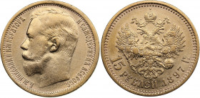 Russia 15 roubles 1897 АГ (СС)
12.87g. XF-/XF- Traces of mint luster. Bitkin 1 R. Rare!