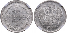 Russia 10 kopecks 1900 СПБ-ФЗ - NGC MS 61
Mint luster. Bitkin 151.