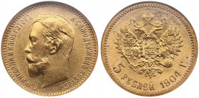 Russia 5 roubles 1904 - NGC MS 64
Luminous very beautiful specimen. Bitkin 31.