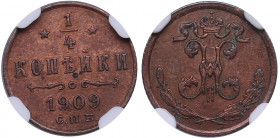 Russia 1/4 kopecks 1909 СПБ - NGC UNC DETAILS
Cleaned. Bitkin 279.