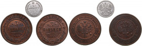 Russia 5 kopecks 1910 & 3 kopecks 1910, 1913 (3)
VF-AU. Sold as is, no return.