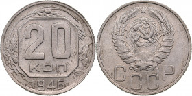 Russia, USSR 20 kopecks 1946
3.61g. UNC/AU Mint luster.