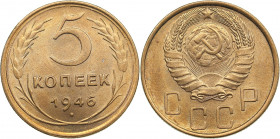 Russia, USSR 5 kopecks 1946
5.19g. AU/UNC Mint luster. Fedorin 53.