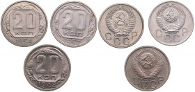 Russia, USSR 20 kopecks 1948, 1954, 1957 (3)
AU-UNC