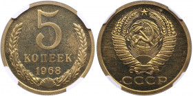 Russia, USSR 5 kopecks 1968 - NGC PL 65
Only one specimen have been certified finer by NGC. Rare!