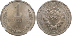 Russia, USSR 1 rouble 1970 - NGC MS 64
Only nine specimens have been certified finer by NGC.