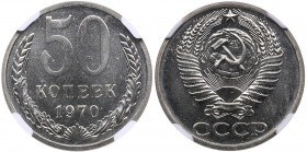 Russia, USSR 50 kopecks 1970 - NGC PL 66
Only three specimens have been certified finer by NGC. Rare!