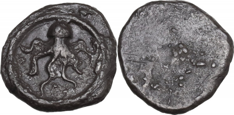 Greek Italy. Etruria, Populonia. AR Unit (?), 4th-3rd centuries BC. Obv. Octopus...