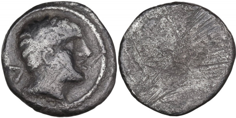 Greek Italy. Etruria, Populonia. AR 5-Asses, 3rd century BC. Obv. Young male hea...
