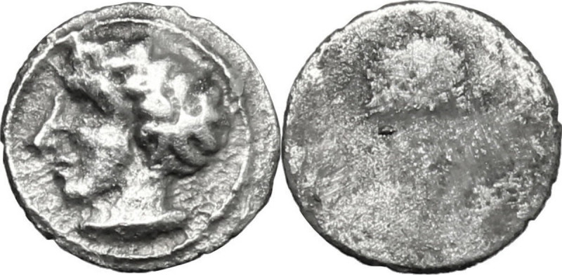 Greek Italy. Etruria, Populonia. AR As (Libella), 3rd century BC. Obv. Male head...