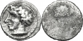 Greek Italy. Etruria, Populonia. AR As (Libella), 3rd century BC. Obv. Male head left; behind, [I]. Linear border. Rev. Blank. Vecchi EC 107.8 (O7); H...