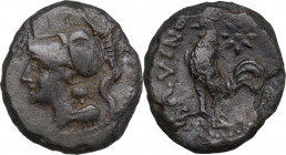 Greek Italy. Samnium, Southern Latium and Northern Campania, Aquinum. AE 19 mm. c. 265-240 BC. Obv. Head of Minerva in Corinthian helmet left. Rev. Co...
