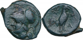 Greek Italy. Samnium, Southern Latium and Northern Campania, Cales. AE 21 mm, c. 265-240 BC. Obv. [CALENO]. Head of Minerva in Corinthian helmet left,...