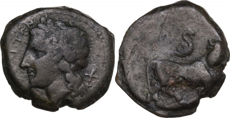 Greek Italy. Central and Southern Campania, Neapolis. AE 18 mm. c. 325-320 BC. O...