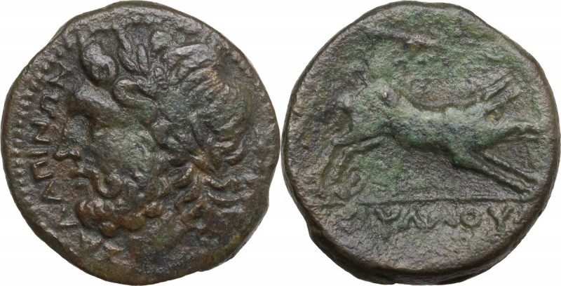 Greek Italy. Northern Apulia, Salapia. AE 20 mm, c. 225-210 BC. Obv. ΣΑΛΑΠΙΝΩΝ. ...