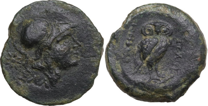 Greek Italy. Northern Apulia, Salapia. AE 16.5 mm, c. 225-210 BC. Obv. Head of A...