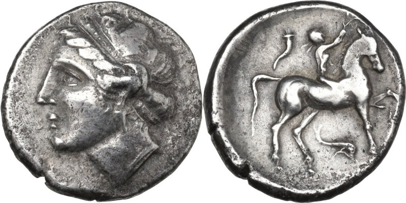 Greek Italy. Northern Apulia, Teate. AR Didrachm, c. 275-225 BC. Obv. Diademed h...