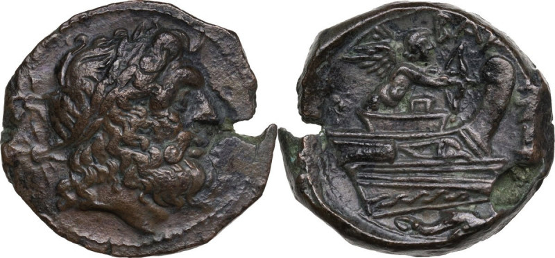 Greek Italy. Southern Apulia, Barium. AE Sextans, c. 180-160 BC. Obv. Laureate h...