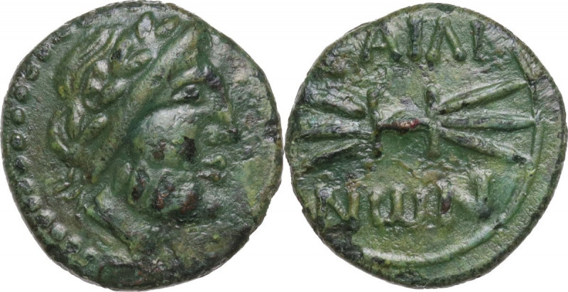 Greek Italy. Southern Apulia, Caelia. AE Sextans, c. 220-150 BC. Obv. Laureate h...