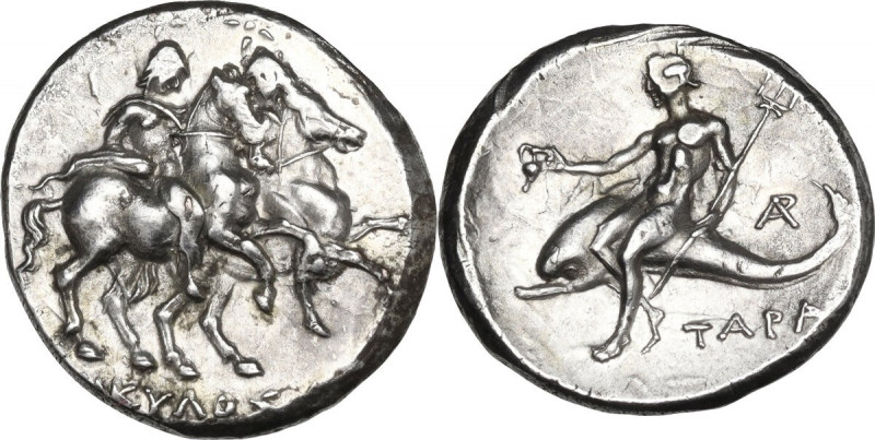 Greek Italy. Southern Apulia, Tarentum. AR Nomos, c. 272-240 BC. Reduced standar...