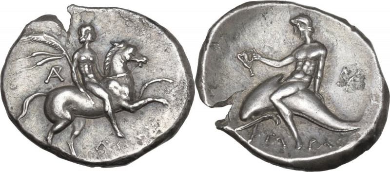 Greek Italy. Southern Apulia, Tarentum. AR Nomos, c. 240-228 BC. Reduced standar...