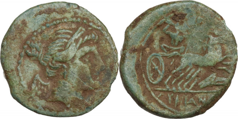 Greek Italy. Southern Lucania, The Lucanians. Half-Unit, c. 207-204 BC. Obv. Dia...