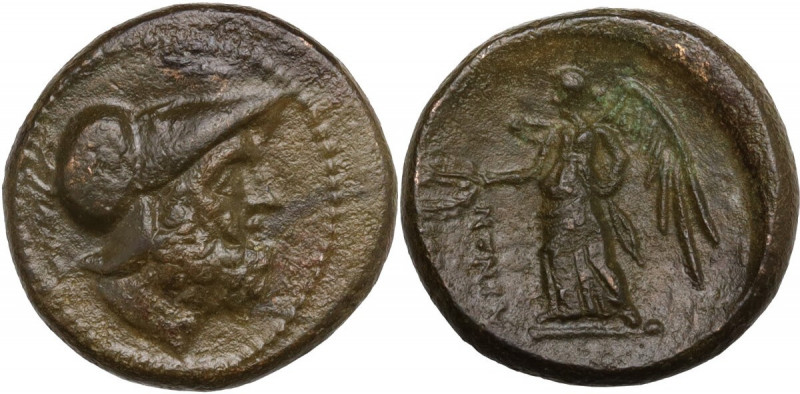 Greek Italy. Bruttium, Petelia. AE 17 mm, c. 216-204 BC. Obv. Head of Ares right...
