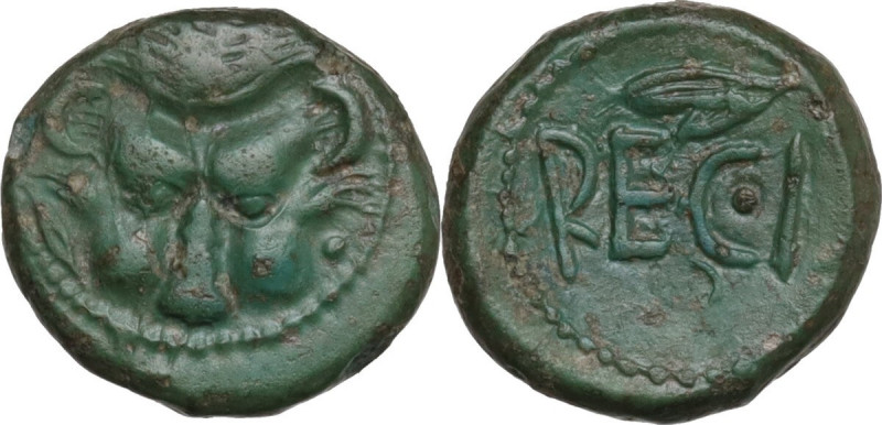 Greek Italy. Bruttium, Rhegion. AE Onkia, c. third quarter of 5th century BC. Ob...