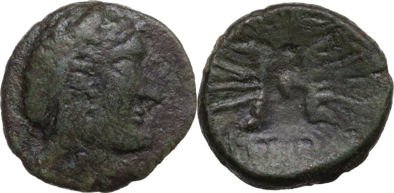 Sicily. Henna. AE 23 mm, c. 135-132 BC. Obv. Diademed head of Antiochos-Eunos ri...