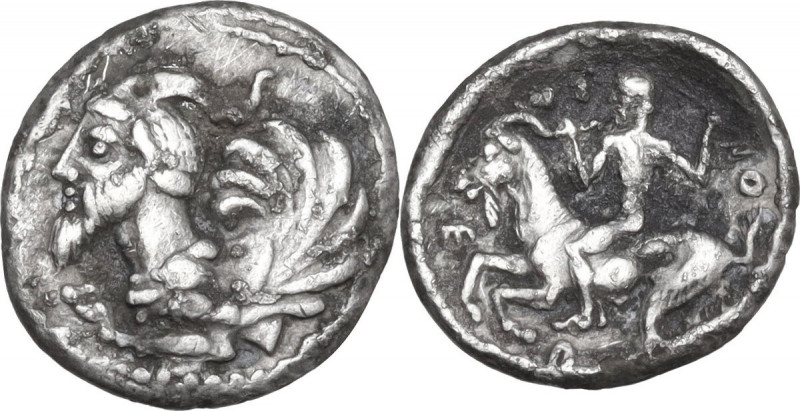 Sicily. Himera. AR Litra, c. 425-409 BC. Obv. Forepart of horned, human-headed c...