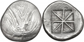Sicily. Selinos. AR Didrachm, c. 540-515 BC. Obv. Selinon leaf. Rev. Incuse square divided into eight sections. HGC 2 1212; SNG ANS 682/3. AR. 8.12 g....