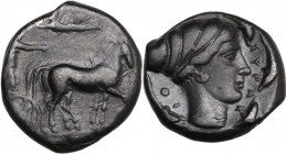 Sicily. Syracuse. Second Democracy (466-406 BC). AR Tetradrachm, c. 430-420 BC. Obv. Charioteer driving slow quadriga right; above, Nike flying left, ...