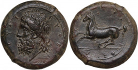 Sicily. Syracuse. Timoleon and the Third Democracy (344-317 BC). AE Dilitron. Timoleontic Symmachy coinage. 2nd series, circa 339/8-334 BC. Obv. Head ...