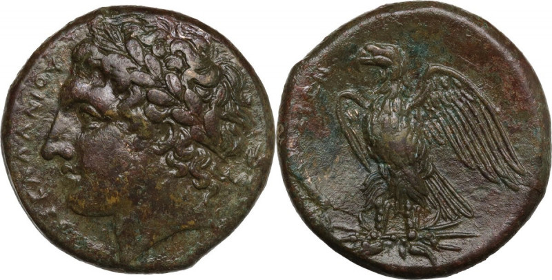 Sicily. Syracuse. Hiketas (287-278 BC). AE 23.5 mm. Obv. ΔΙΟΣ ΕΛΛΑΝΙΟΥ. Youthful...