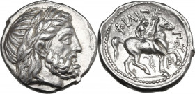 Continental Greece. Kings of Macedon. Philip III Arrhidaios (323-317 BC). AR Tetradrachm. In the types of Philip II. Amphipolis mint. Struck under Pol...