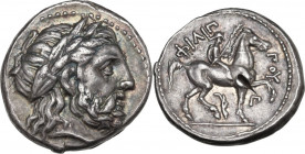 Continental Greece. Kings of Macedon. Philip III Arrhidaios (323-317 BC). AR Tetradrachm. In the types of Philip II. Amphipolis mint. Struck under Pol...