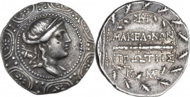Continental Greece. Macedon. Under roman rule. AR Tetradrachm, after 168 BC. Obv. Diademed head of Artemis right with quiver over shoulder in the cent...