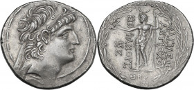 Greek Asia. Seleucid Kings. Antiochos VIII Epiphanes (Grypos) (121-96 BC). AR Tetradrachm. Damaskos mint. Dated SE 199 (114/3 BC). Obv. Diademed head ...