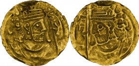 Greek Asia. Silk Road Region. AV Bracteate, c. 5th-8th century AD. Imitating the obverse types of the Sasanian Empire. Obv. Crowned Sasanian style bus...