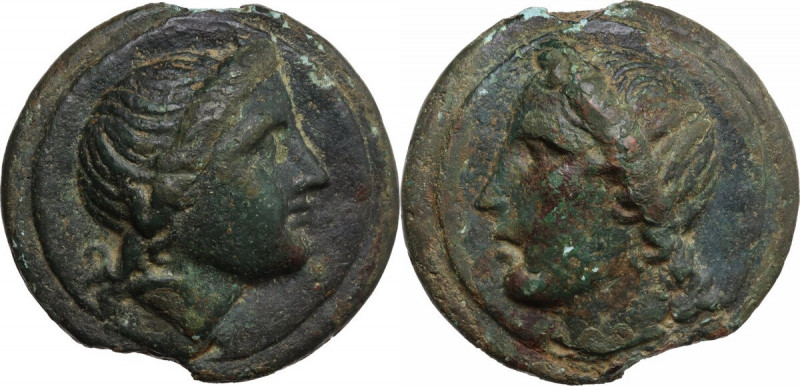 Apollo/Apollo series. AE Cast As, 275-270 BC. Obv. Diademed head of Apollo right...