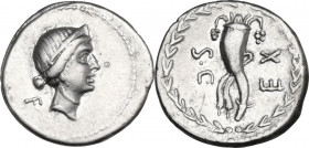 L. Sulla. AR Denarius, uncertain mint, 81 BC. Obv. Diademed head of Venus right; on the left, F. Rev. Cornucopiae; on the left, S·C; on the right, EX;...