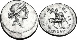 M. Aemilius Lepidus. AR Denarius, 61 BC. Obv. Laureate and diademed female head right. Rev. AN. XV. PR. H. O. C. S. (Annorum quindecem progressus, hos...