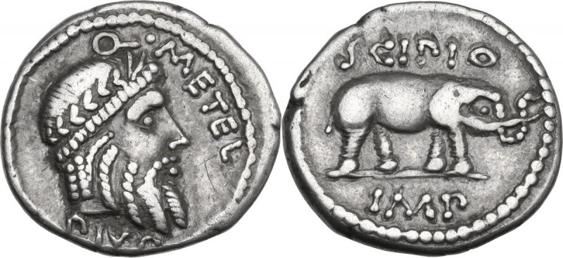 Q. Caecilius Metellus Pius Scipio. AR Denarius, 47-46 BC. Africa. Obv. Q. METEL....